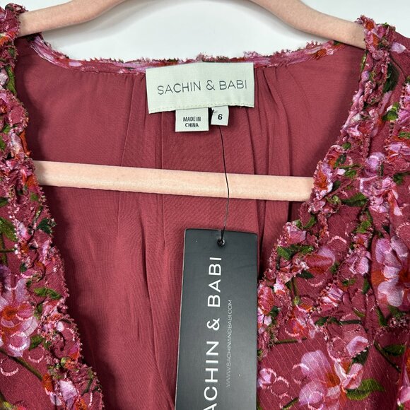 NWT SACHIN + BABI Ronnie Dress in Bordbloom Long-sleeve Midi Boho Flowy Floral 8 - Picture 7 of 12